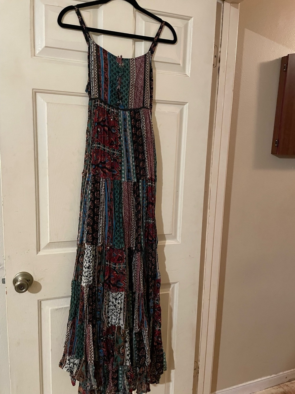 Vintage rue21 100 Cotton Patchwork Paisley Tiered Broomstick Maxi Dress Medium